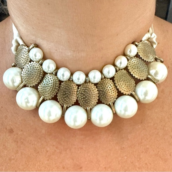 🎁  Unique Designer  Faux Pearl Necklace Choker Reversable. Cambodia designer - Picture 1 of 12